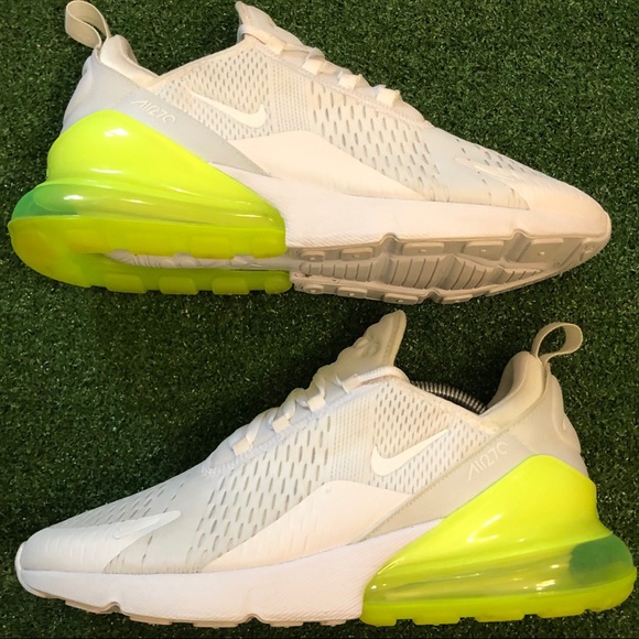 neon yellow and white nike shoes